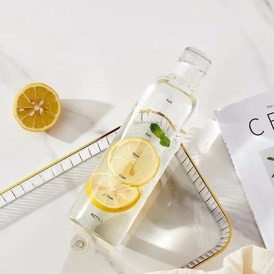 今日喝水打卡神器 時尚皮革背帶玻璃瓶  免運商品8