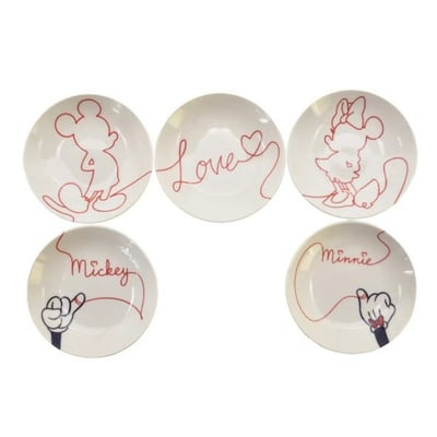 日本製 Disney 迪士尼【紅線之約】情侶造型小碟5件組1