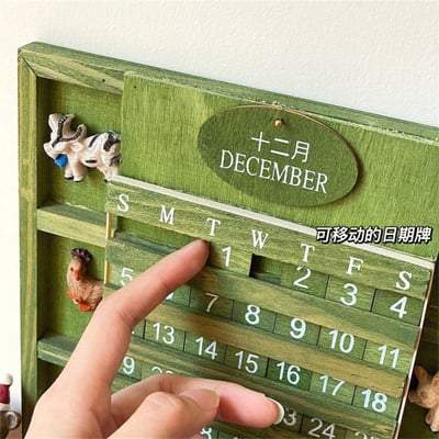 手繪木制田園風格日曆   現貨免運2