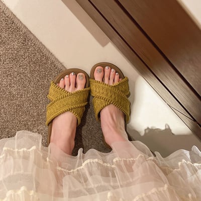 夏季波西米亞仙氣飄飄編織交叉拖鞋5