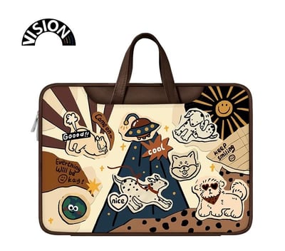 狗狗派對 棕色系可愛狗聚 多功能旅行電腦包1