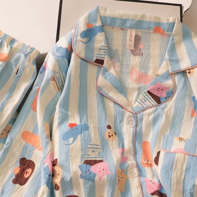 春秋可愛條紋動物日系睡衣2