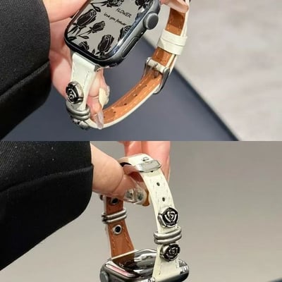 復古金屬山茶花蘋果錶帶  小蛮腰設計百搭氣質款6