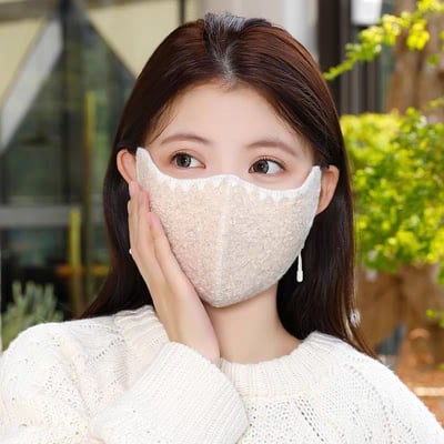 秋冬毛呢保暖口罩 雙層保暖防風面罩 2入組5