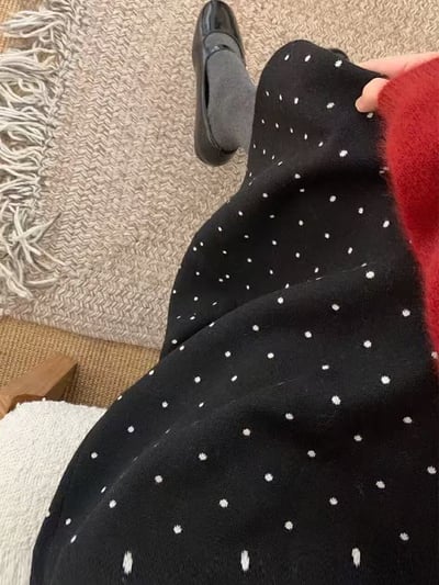 怎麼穿都好看的那條針織裙 復古波點柔軟針織長裙6