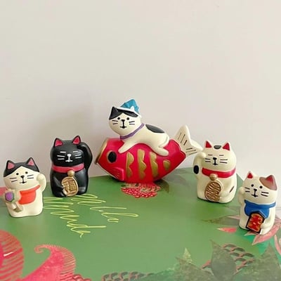 日式招財錦鯉貓 治癒系可愛日式小擺件桌面裝飾品1