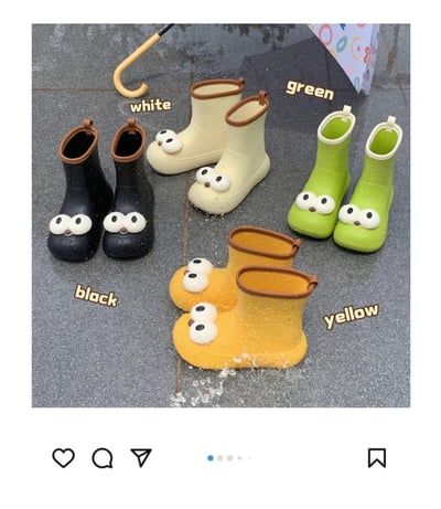 搞怪可愛大眼睛防滑中筒雨鞋  親子款6