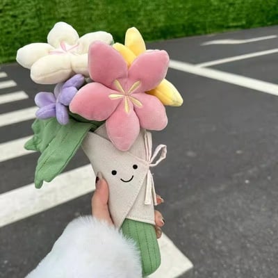 可愛絨毛玩偶花束 520情人節生日趣味手捧花1