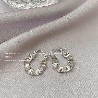 高級感銀色系 不規則圓圈系列耳環5入組   現貨3