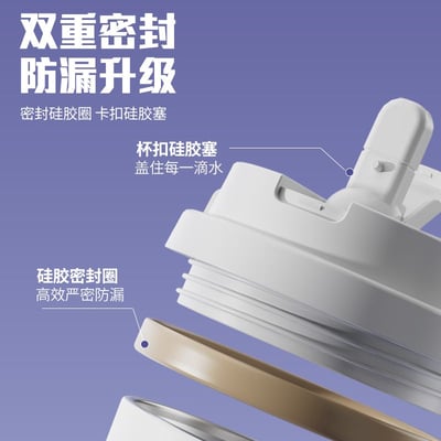 文青限定藍蓮花雙飲保溫杯 316便攜不鏽鋼咖啡杯2