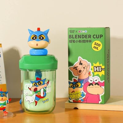 蠟筆小新立體公仔造型攪拌水杯 現貨免運綠色2
