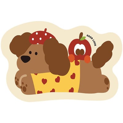 卡通豪可愛的臘腸狗 防水防油免洗皮革餐墊2入6