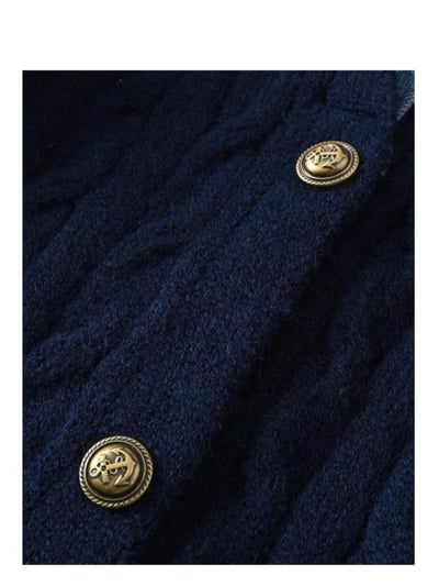 歐貨牛仔拼接針織衫 假兩件設計・秋冬高級氣質開襟上衣6