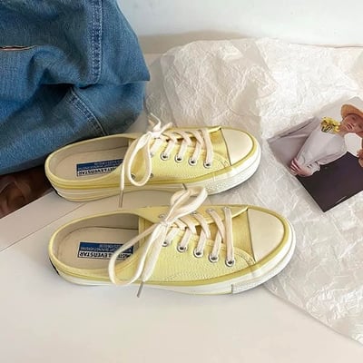 就是很愛這個帆布的隨性情侶懶人鞋  現貨黃色白色粉色9