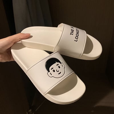 【韓系情侶拖鞋】ins卡通男孩女孩圖案個性百搭外穿涼拖鞋7