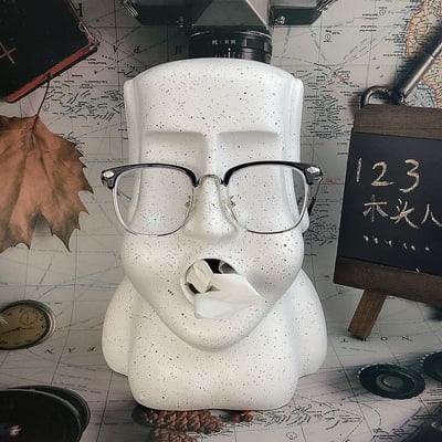 摩艾頭戴式耳麥耳機架 面紙盒收納擺飾 桌面創意擺飾6