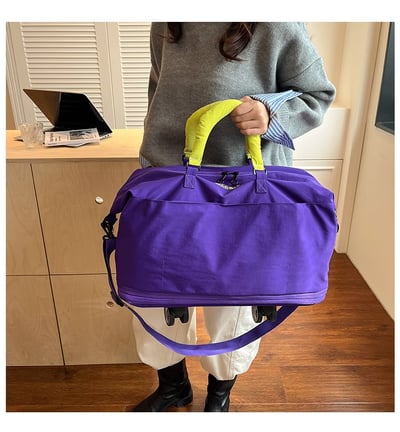 多功能可拆輪擴容旅行包 大容量雙層拉鍊設計 可上行李箱 健身/出差/旅行萬用包6