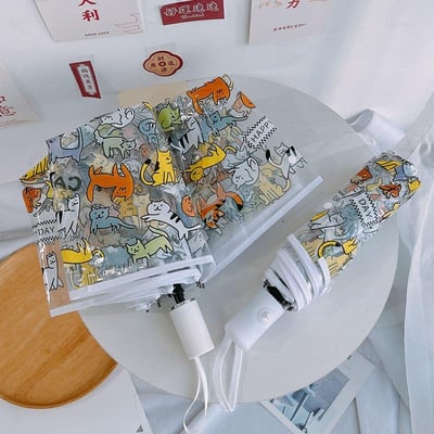 貓咪加柯基全自動折疊透明雨傘3