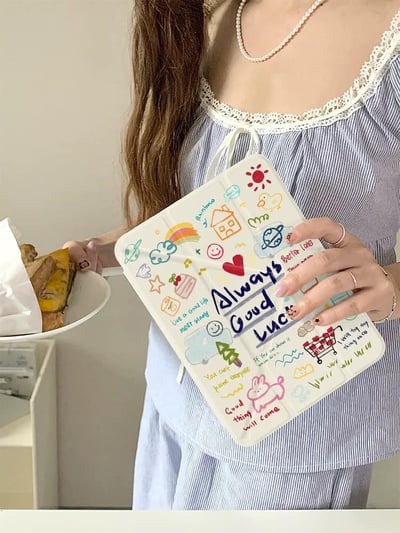 Always good luck 幸運女孩塗鴉風iPad平板保護套1