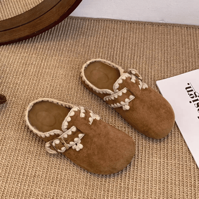 秋日奶油慵懶風 厚底內增高毛呢包頭拖鞋勃肯鞋3