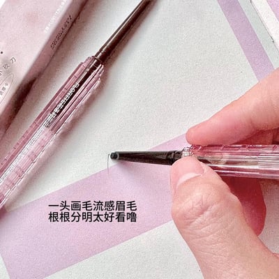 【FLORTTE 花洛莉亞】正品 免削防水小半圓砍刀眉粉筆兩隻組 棕咖+摩卡5