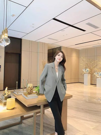 韓版氣質小金扣西裝外套1