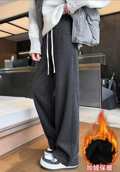 冬季人字紋內加絨毛呢褲6