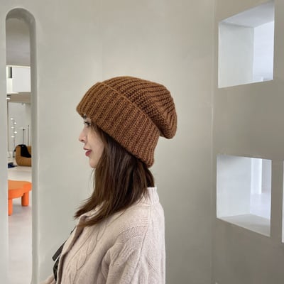 戴上一秒變小臉 巨大毛線帽 粗線針織大頭圍不挑臉型厚實保暖百搭冷帽5