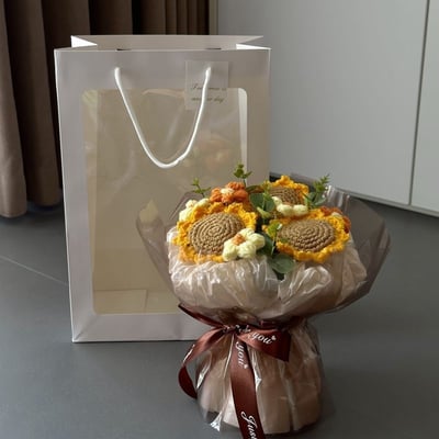 滿滿暖意   手工成品向日葵編織花束4