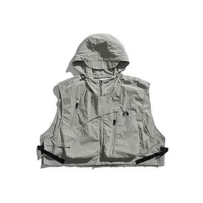 山系機能連帽短款背心 日系戶外多口袋坎肩・男女同款情侶背心6