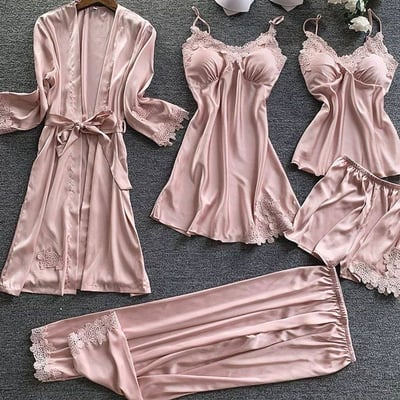 極致舒適冰絲居家睡衣套5件組4