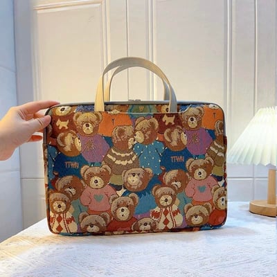 小熊家族 刺繡小熊們錦多功能旅行電腦包1