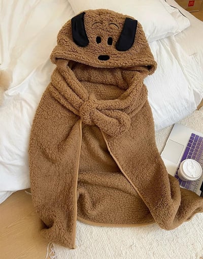 卡通小狗秋冬毛絨可愛斗篷4