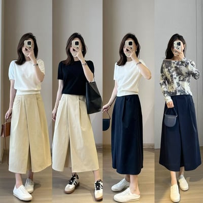 簡約抗皺不對稱半身裙1