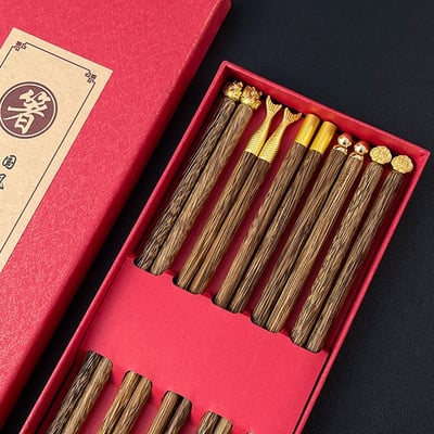 金甲招財雞翅木紅檀木福氣筷組7