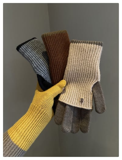 出口日本款 美拉德拼色兩用保暖舒適手套2