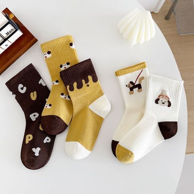 秋冬兒童狗狗棉質中筒襪款5雙組2