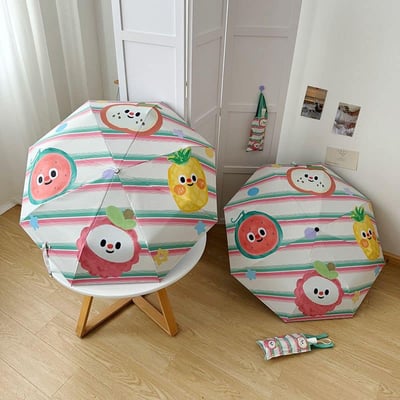 開心水果舖 可愛水果印花折疊晴雨兩用自動傘3