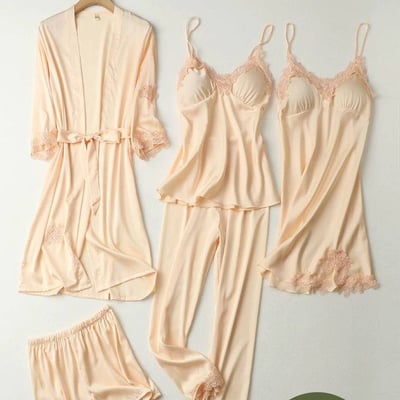 極致舒適冰絲居家睡衣套5件組2