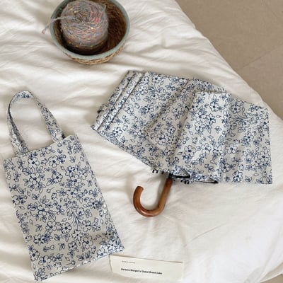 法式小碎花彎鉤/自動防曬傘 黑膠防曬 晴雨兩用折疊傘5