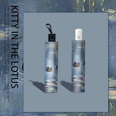 荷花小黑貓晴雨兩用自動雨傘3