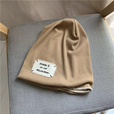 日系百搭貼布包頭針織堆堆帽6