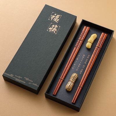 中國風實木防滑筷兩雙組禮盒 質感餐桌的儀式感小物13