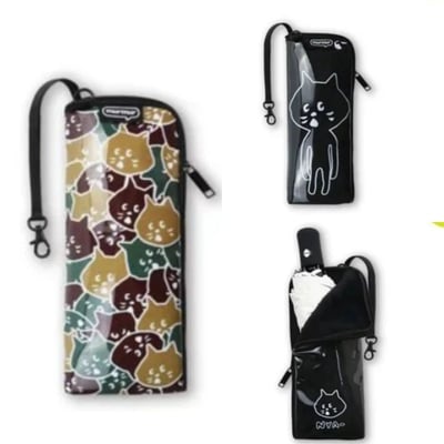 日系防水便攜驚訝貓雨傘收納袋5