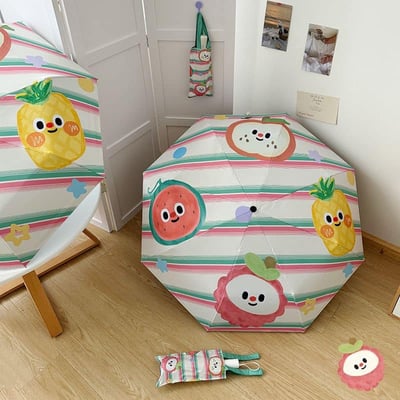 開心水果舖 可愛水果印花折疊晴雨兩用自動傘2