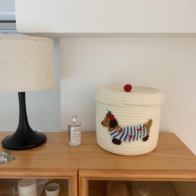 棉衣小狗 帶蓋大容量編織收納筐4