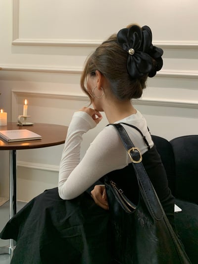 一秒盤髮 韓系光澤花瓣抓夾兩入3