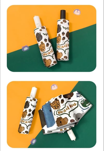 非洲大草原 可愛野生動物折疊晴雨兩用自動雨傘8