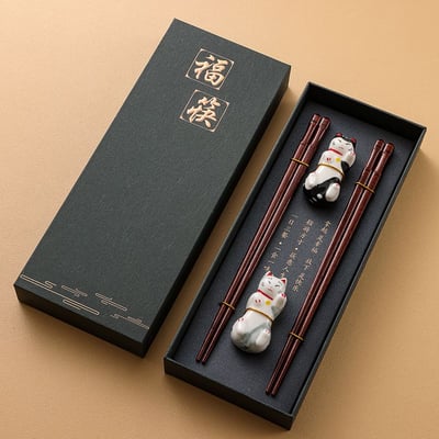 中國風實木防滑筷兩雙組禮盒 質感餐桌的儀式感小物10