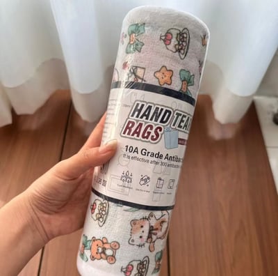INS風手撕懶人抹布   買一送一 手繪印花乾濕兩用廚房清潔布8